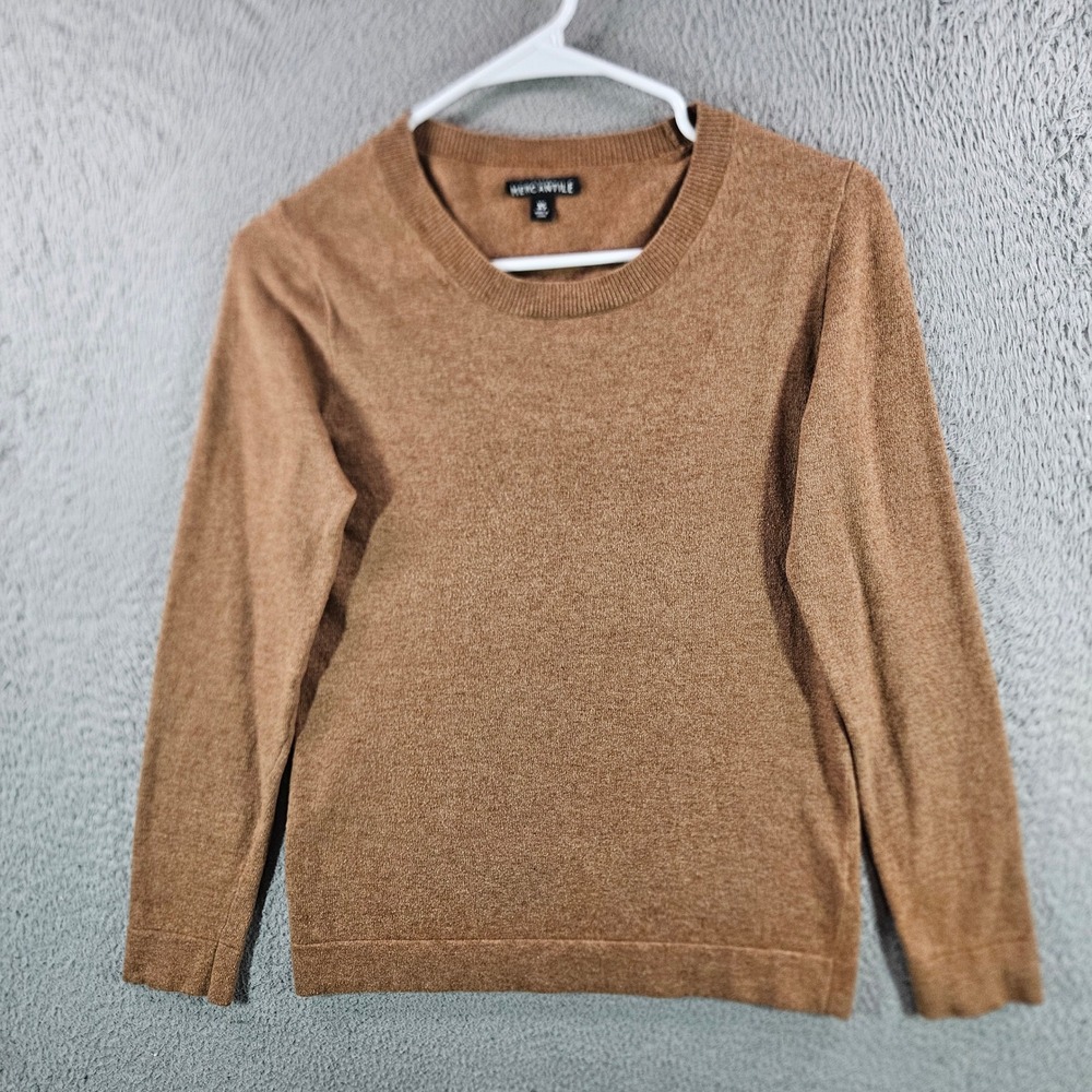J. Crew Mercantile Womens XS Camel Brown Cotton Wool Blend Crewneck Sweater